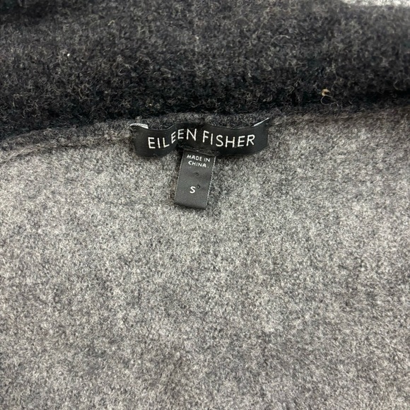 EILEEN FISHER Women Oval Cardigan w/Shawl Collar & Flutter Hem Black/Grey Small - Picture 7 of 11